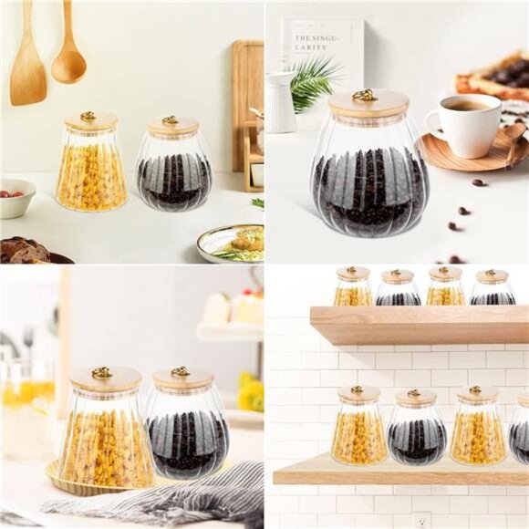 Glass Coffee Nuts Canister Airtight Storage Jar Petal Decorative - Picture 6 of 7